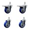 Service Caster 4'' Blue Poly Wheel Swivel 7/16'' Stem Caster Set 2 Total Lock Brake, 4PK SCC-GRTTL20S414-PPUB-BLUE-716138-2S2 - alternate 1